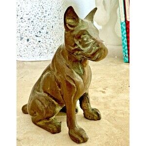 Vintage Brass Egyptian Dog Statue Anubis Style Figurine Heavy 414g Sculptural